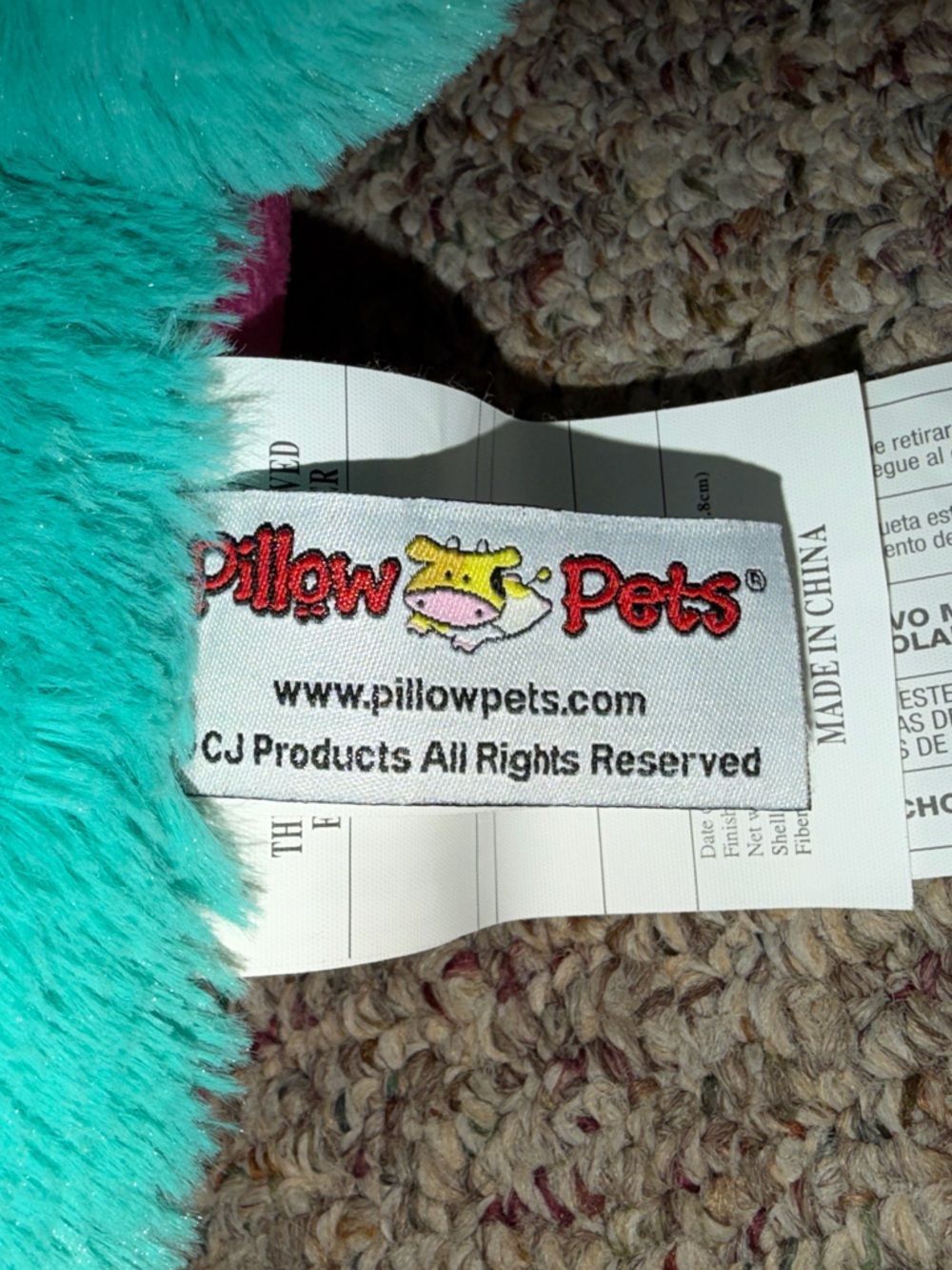 Rare 2000s Pillow Pets Sleeptime Colorful Teal Puppy stuffed animal plush soft - Picture 3 of 8